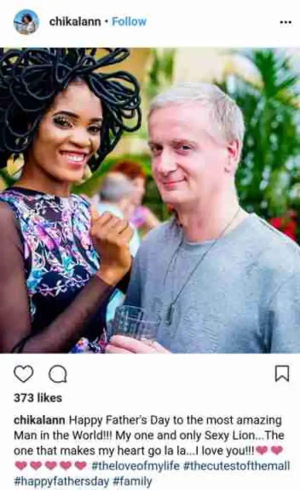 "My Sexy Lion": Model With The N40M Hair, Shows Off Her Oyinbo Lover On Father